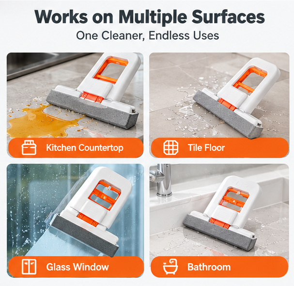 Mini Foldable Desktop Mop for Kitchen - Self‑Squeeze Sponge Mop for Wet & Dry Use - Portable Cleaning Tool for Small Spaces - Kitchen, Bathroom, Glass, Living Room