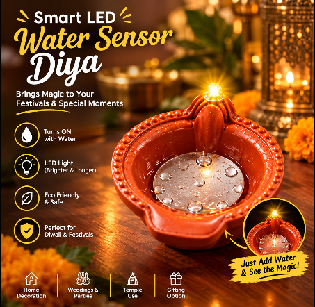GharVeda Water-Activated LED Diya