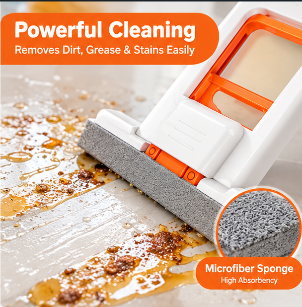 Mini Foldable Desktop Mop for Kitchen - Self‑Squeeze Sponge Mop for Wet & Dry Use - Portable Cleaning Tool for Small Spaces - Kitchen, Bathroom, Glass, Living Room