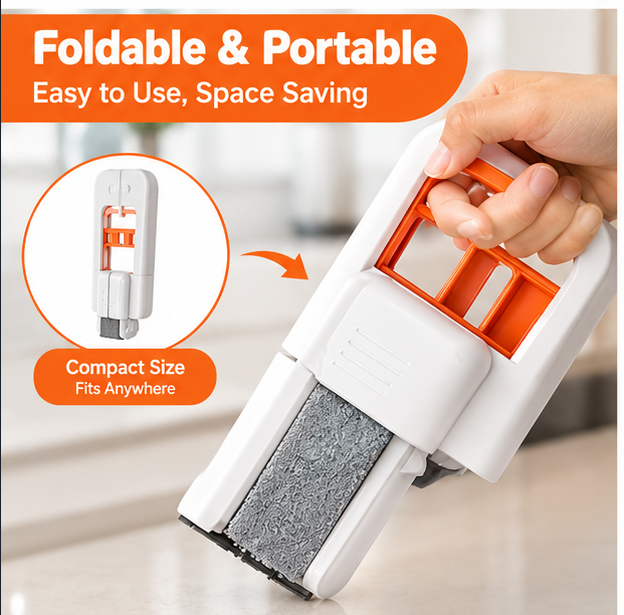 Mini Foldable Desktop Mop for Kitchen - Self‑Squeeze Sponge Mop for Wet & Dry Use - Portable Cleaning Tool for Small Spaces - Kitchen, Bathroom, Glass, Living Room